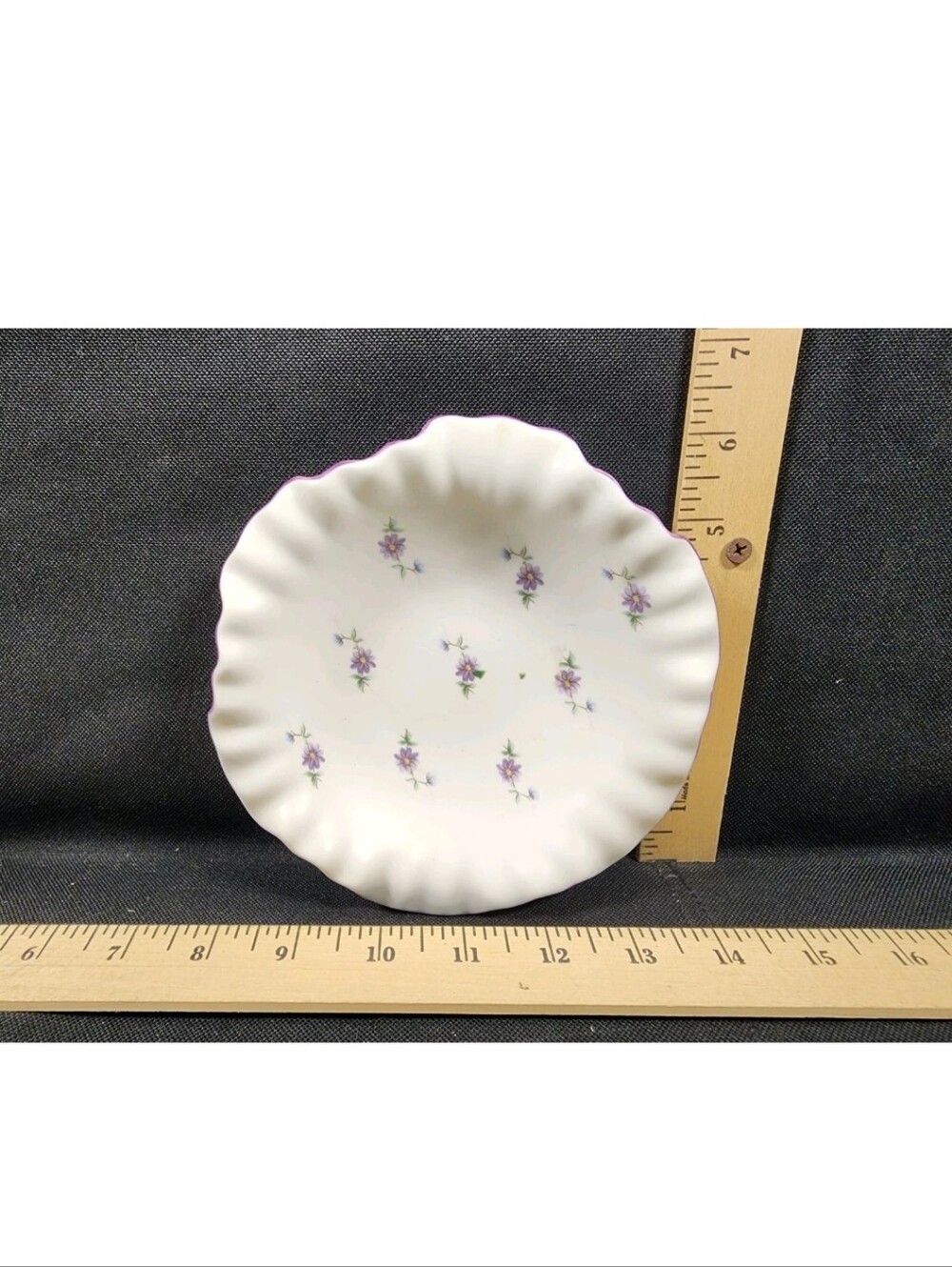 Vintage Hummelworks Violets Victorian Garden Ruffled Porcelain Plate Flawless